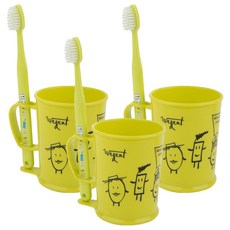 加寬兒童初中刷牙杯套裝石灰 3-5 歲, 3組