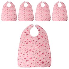 The Happy 成人防水蝴蝶結按扣式圍兜, 粉紅色, 5個