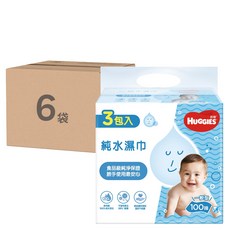 HUGGIES 好奇 一般型 純水嬰兒濕巾 100張, 3包, 6袋