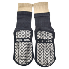 Bonas撞色拼接健身運動中筒襪/瑜伽彈力壓力襪 2雙, 黑色+咖色, 均碼(35-40)