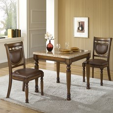 도리퍼니처 앙드레 대리석 식탁 + 의자 2p 세트 2인용 방문설치, 우드, 일반의자 2