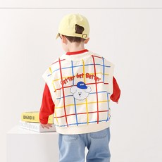 Mari & Mori 兒童小熊窗格紋背心