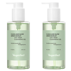 비건이펙트 클린 앤 글로우 청보리 라하 딥 클렌징오일, 205ml, 2개
