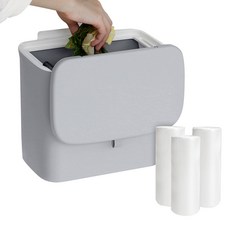 Nature Living 掛式廚餘收納桶+塑膠袋 90入組, 灰色(塑膠桶)/白色(塑膠袋)