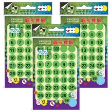 鶴屋 圓形 數字標籤 154D 綠色 1~100, 3個, 240個裝