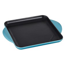 LE CREUSET 電磁爐適用雙耳不沾方形烤盤 加勒比海岸藍色, 24 x 24 厘米, 1個