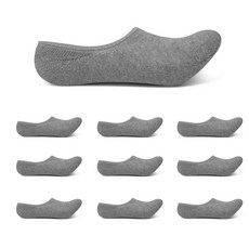 TIVARO 男用雙層毛圈運動隱形襪 10雙, 灰色