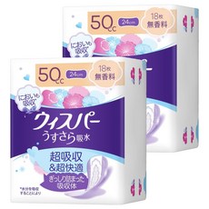 whisper 好自在 日本原裝進口 舒爽超吸收成人護墊 成人尿布無香 50cc 無翼型, 24cm, 18片, 2包