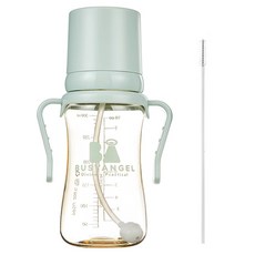 BUSYANGEL PPSU材質 重力球吸管水杯 附吸管清潔刷, 薄荷綠, 300ml, 1組