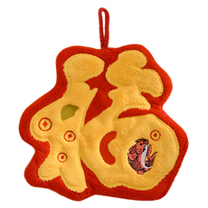 半島良品 福氣滿滿吸水擦手巾, 福字 黃色, 1個