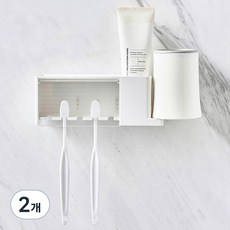 LILIHOME 整潔收納免打孔牙刷架, 2個, 白色