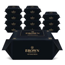 브라운 VIP 골드 블루 도톰한 엠보싱 저자극 아기 물티슈 휴대캡형, 80g, 20매, 12개