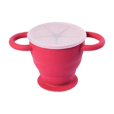perfection 雙耳摺疊零食杯, 食品級矽膠材質 安全無毒, 圓潤手柄設計 好拿不傷手, 可摺疊收納 方便外出攜帶, 紅色, 1個