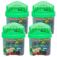KOKUBO 小久保工業所 炭加綠茶冰箱除臭劑, 有效消除冰箱各種異味, 吸附力強, 安全有效去除冰箱異味, 小巧不占空間, 內容物為凝固型, 不用擔心破損外漏, 180g, 4盒