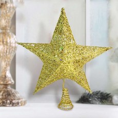摩達客 25cm鐵網立體樹頂星含銅線燈-暖白光/銀/彩光 (電池+USB), 25cm, 金色/暖白光, 1組