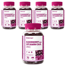 nz Origin 維他命C&D鋅軟糖 接骨木莓口味, 70顆, 5罐