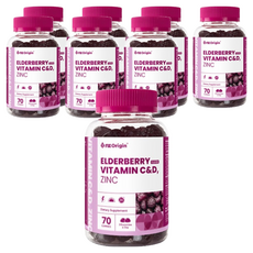 nz Origin 維他命C&D鋅軟糖 接骨木莓口味, 70顆, 8罐