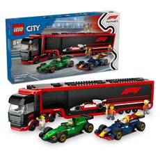 LEGO city-f1卡車 + rb20 + amr24f1汽車3, 黑色 + 紅色, 1組