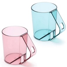 MONACO OLIVE 倒置透明漱口杯 2件組, 天藍色 + 粉紅色, 1套