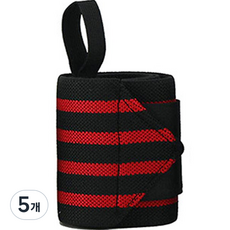 어코랄 4줄 스트라이프 벨크로 손목보호대, 레드, 5개