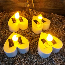 VISANG 太陽能愛心蠟燭燈 4入, 白色