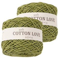 CheongsongTteugaesil Cotton Love 18股編織線, 322橄欖綠, 2個
