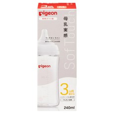 pigeon 貝親 母乳實感耐熱玻璃瓶 3個月以上, 白色, 240ml, 1個