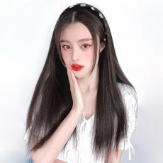 Circle Cubic頭帶假髮硬幣立方波燙髮50cm, 1組, 棕黑色(雪花款)