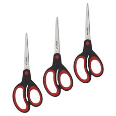 CutEdge 鋒銳 不沾膠萬用剪 附專利剪刀座 7吋, 紅色, 3支