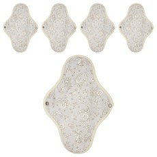 Weasly 媽媽親製純棉布衛生棉 灰色花朵, 5片, 1入, 大型