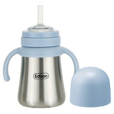 Edison 吸管學習杯 200ml 防漏 316不鏽鋼, 藍色, 1個
