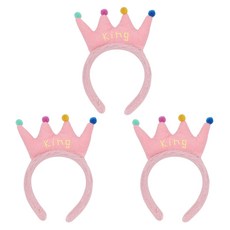 파티공구 왕관머리띠 통통무지개, 핑크, 3개