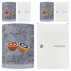 Songwol 松月 佳節遊戲 洗臉毛巾 160g 40支 精梳棉, 灰色(毛巾), 1套