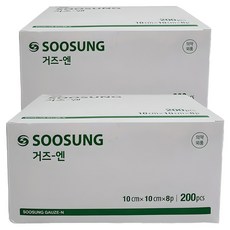 수성 8겹 거즈 엔 10 x 10 cm, 200개입, 2개