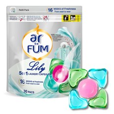 ar FUM 紡優美 頂級香氛白百合膠囊洗衣精, 30入, 1個