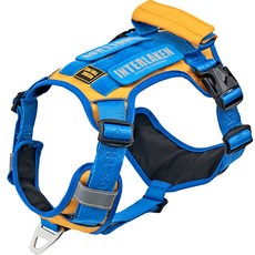 Needs the Pet. Interlaken Slim 2.0輕量雙色前扣狗狗胸背帶, 藍色 + 黃色