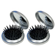 便攜式梳子鏡子折疊一體成型, 2個, 銀色