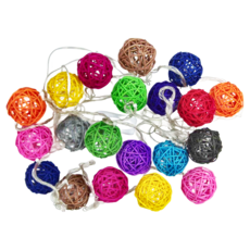 iINDOORS 籐球燈串，創意裝飾燈條, 彩色插座款, 1條