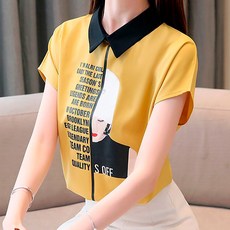 LUNAGIRL 女款人像印花短袖襯衫