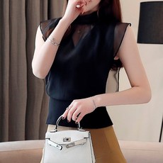 LUNA GIRL 削肩透視雪紡衫