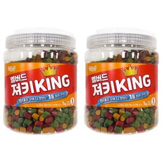 벨버드 져키킹 강아지 간식 S, 혼합맛(황태/연어/참치/오리/치즈), 1kg, 2개