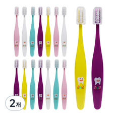 242 어린이 칫솔 항균 이중미세모 고학년용 국내생산, 혼합색상, 16개입, 2개