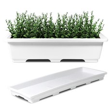 화분월드 베이직 직사각 텃밭상자 + 받침, 순수화이트, 1개