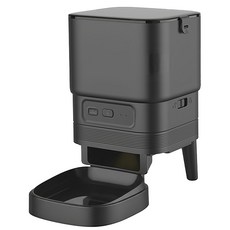 FJ 攜帶型迷你智能寵物餵食機 大容量 APP遙控 雙供電模式, 黑色, 4L, 1個