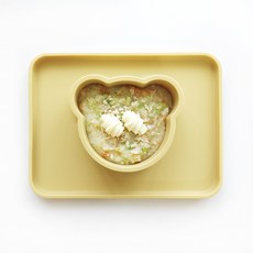 2deco 矽膠你好熊副食品餐盤, 芥末黃, 單品