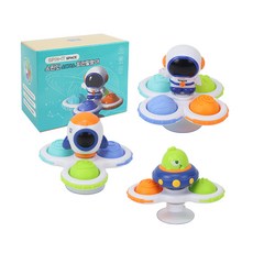 happyplay Spin It 太空旋轉吸盤搖鈴3件組, 混色