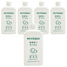 MIYOSHI 無添加 餐具清潔液, 100%純皂, 370ml, 5瓶