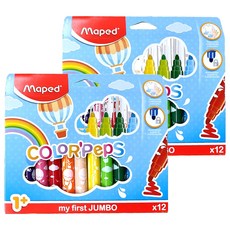 Maped 不縮頭胖胖彩色筆 Set 無刺鼻酒精型墨水 擦拭輕鬆, 12色, 2盒