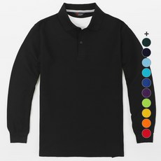 T-sense 長袖七彩衣領, 黑色