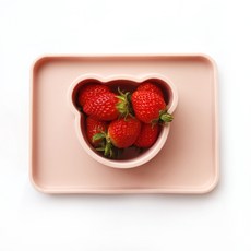 2deco 矽膠你好熊副食品餐盤, 嬰兒粉, 單品